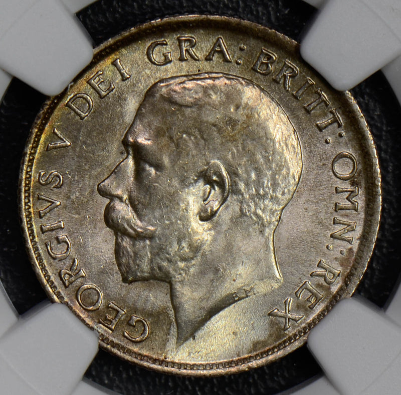 NG0360 Great Britain 1914 Shilling silver NGC MS64 gorgeous green toning combine