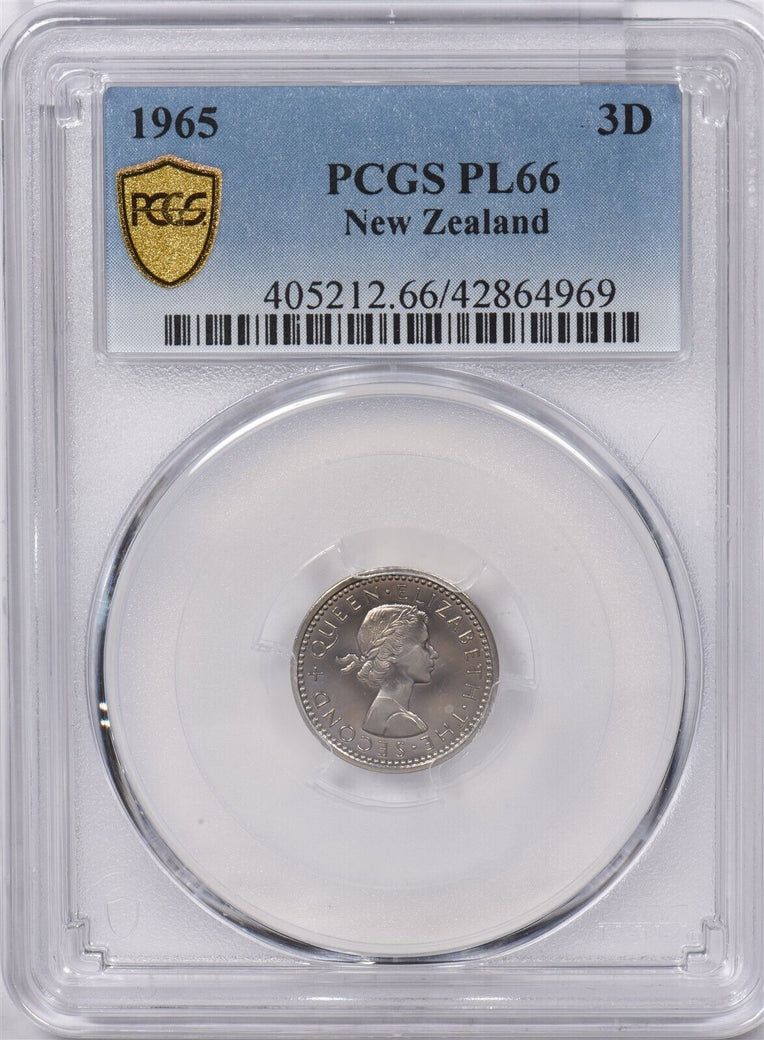 New Zealand 1965 3 Pence PCGS PL 66 PI0207 combine shipping
