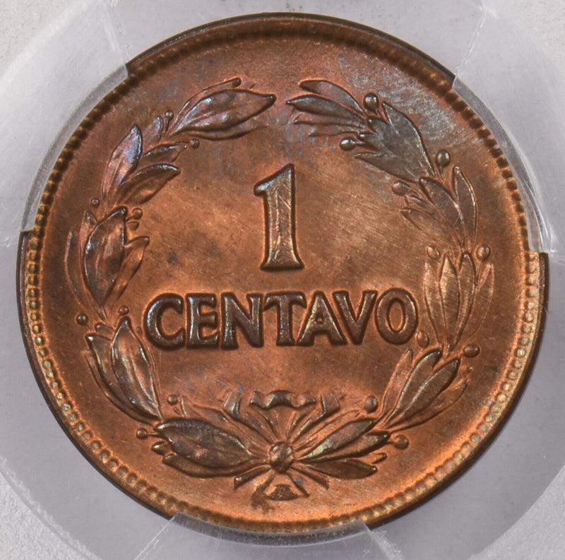 Ecuador 1928 Centavo PCGS MS 65 RED BROWN KM-67, 4425 PI0160 combine shipping