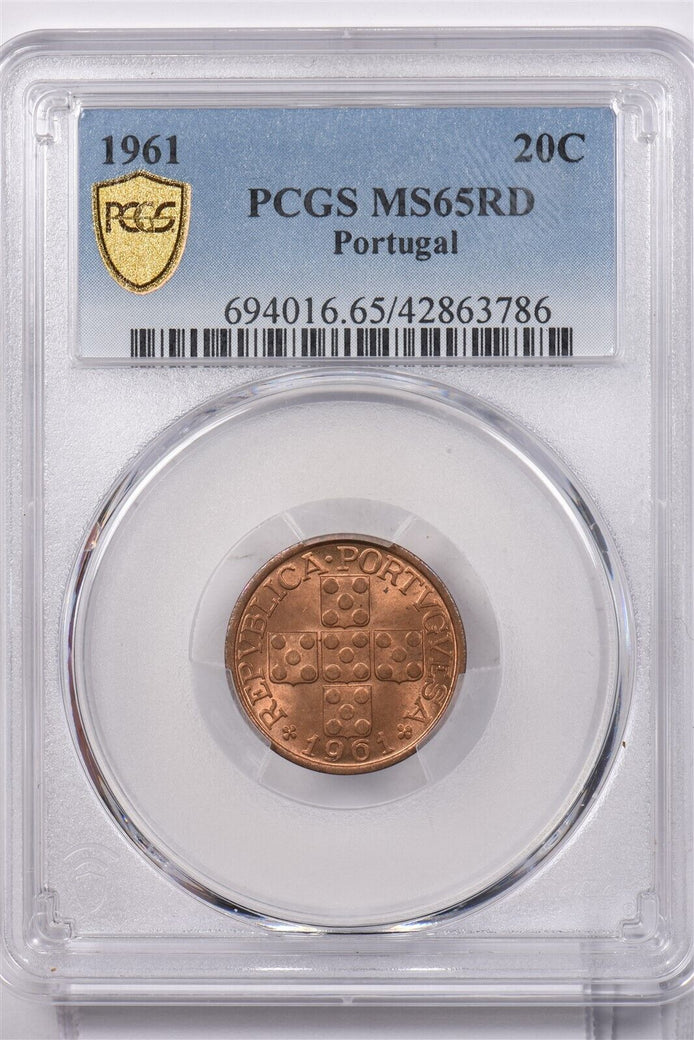 Portugal 1961 20 Centavos PCGS MS 65 RED PI0121 combine shipping