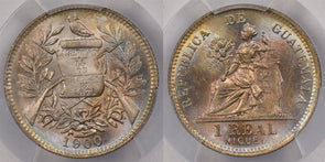 Guatemala 1900 Real PCGS MS 65 KM-177, Superb Multi Color Toning PC1451 combine