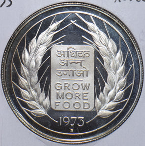 India Republic 1973 10 Rupees Lion animal Proof FAO - Grow More Food 296386 comb