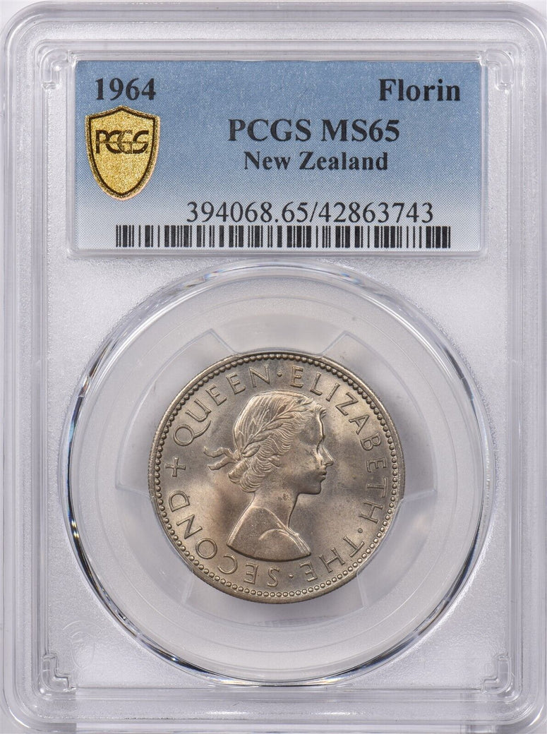 New Zealand 1964 Florin Kiwi Bird animal PCGS MS 65 PI0185 combine shipping