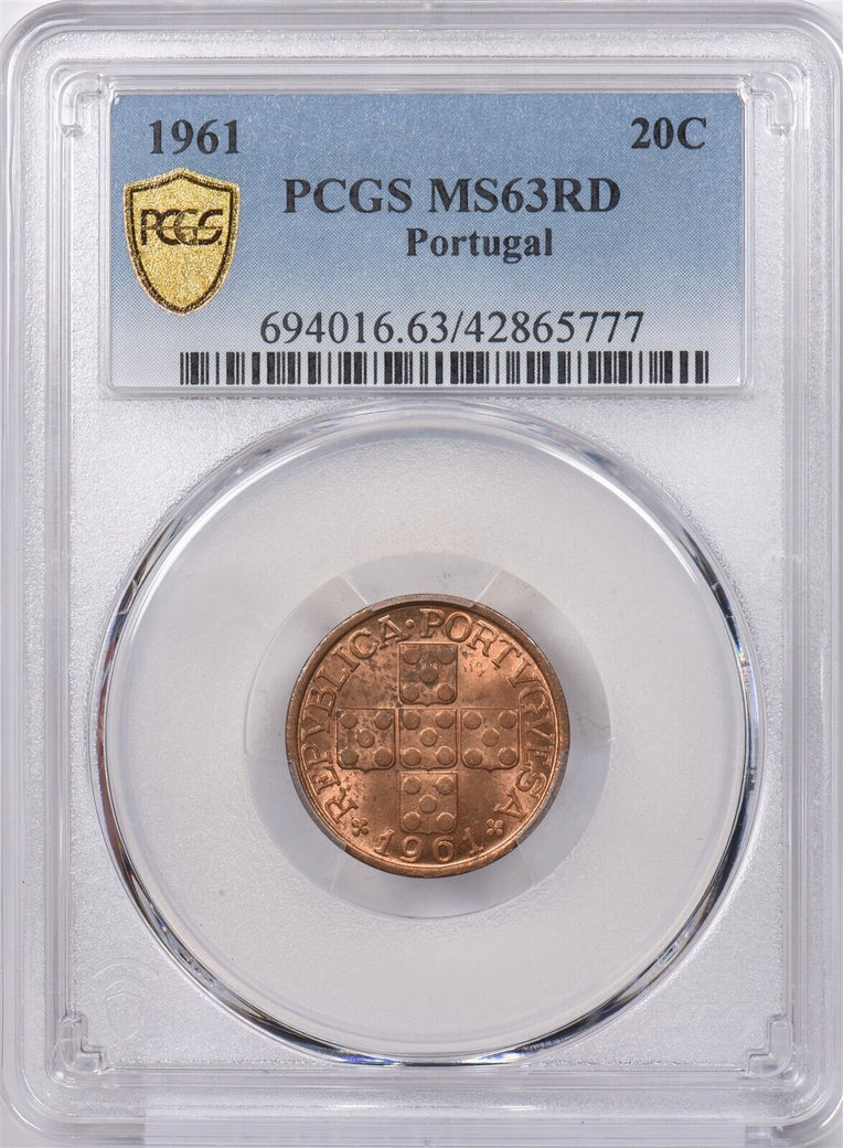 Portugal 1961 20 Centavos PCGS MS 63 RED PI0216 combine shipping