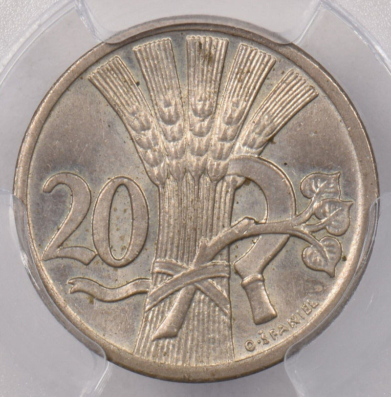 Czechoslovakia 1924 20 Haleru Lion animal PCGS MS 64 PI0146 combine shipping