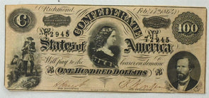 US 1864 $100 VF Confederate Currency Richmond RC0729 combine shipping