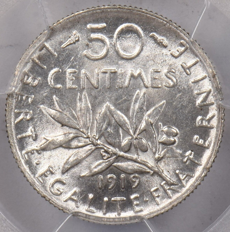 France 1919 50 Centimes PCGS MS 63 Gad-420 F-190 PI0145 combine shipping
