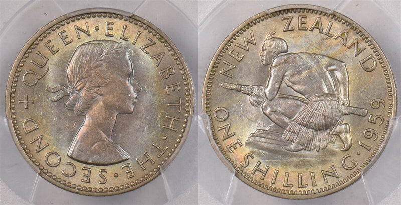 New Zealand 1959 Shilling PCGS MS 63 KM-27.2 PI0135 combine shipping