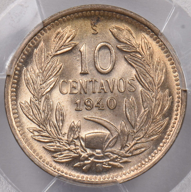 Chile 1940 So 10 Centavos Condor animal PCGS MS 65 PCGS Pop 3 1 Higher PI0080 co