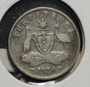 Australia 1924 3 Pence Kangaroo animal Emu  901237 combine shipping