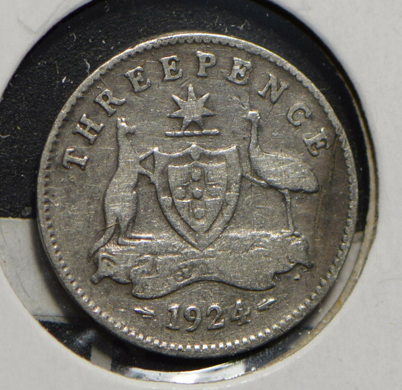 Australia 1924 3 Pence Kangaroo animal Emu  901237 combine shipping