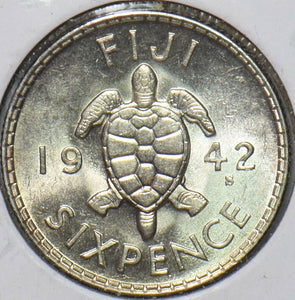 Fiji 1942 S 6 Pence Turtle animal BU 296348 combine shipping