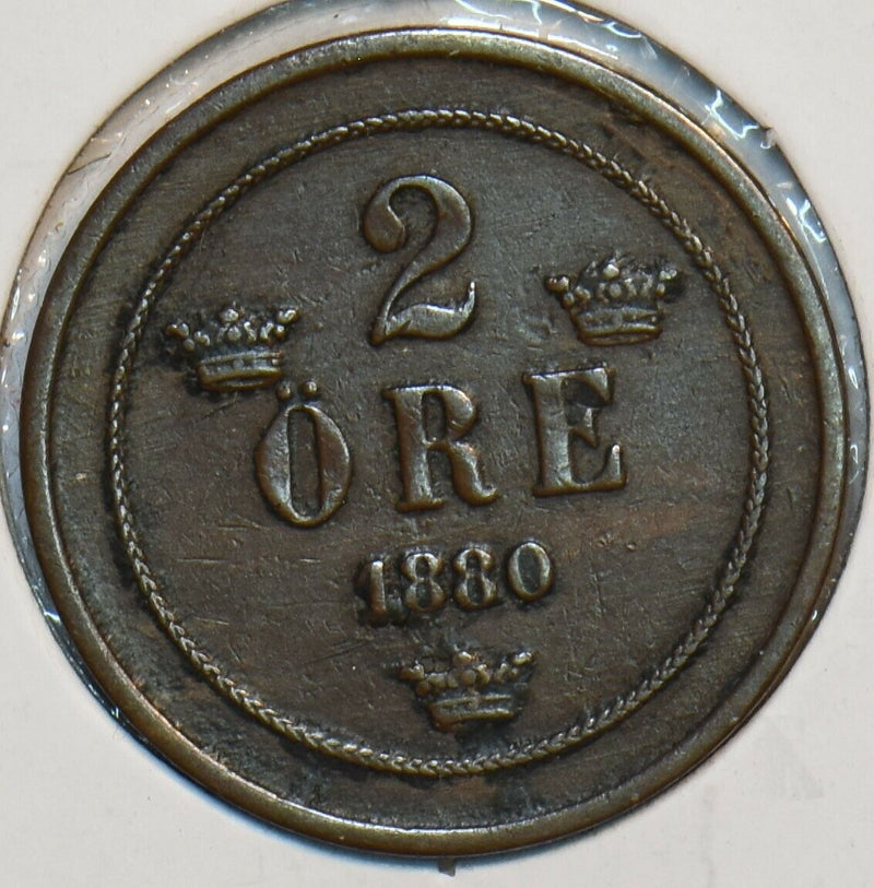Sweden 1880 2 Ore 296897 combine shipping