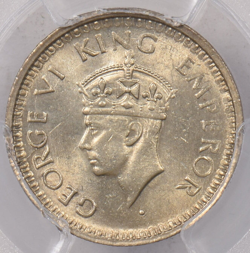 India British 1943 B 1/4 Rupee PCGS MS 64 SW-9.89 PI0192 combine shipping