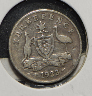 Australia 1922 3 Pence Kangaroo animal Emu  901240 combine shipping