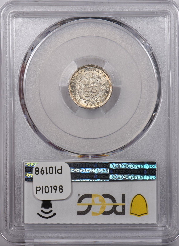 Peru 1916 FG 1/2 Dinero PCGS MS 66 KM-206.2 PI0198 combine shipping
