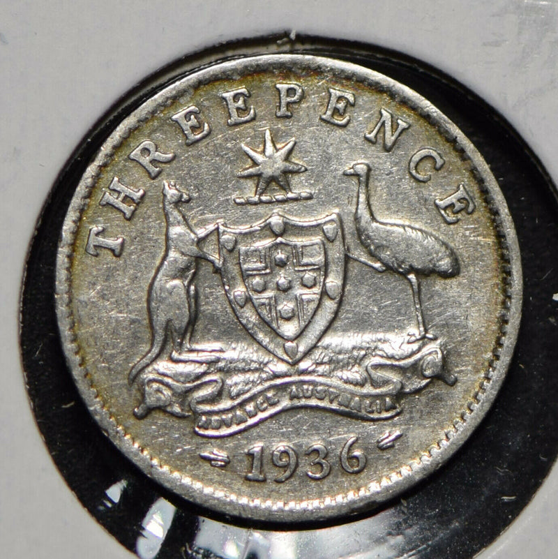 Australia 1936 3 Pence Kangaroo animal Emu  292012 combine shipping