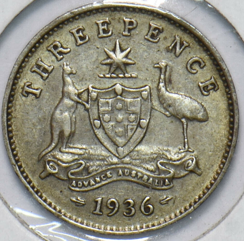 Australia 1936 3 Pence Kangaroo animal Ostrich Georgivs V 293328 combine shippin
