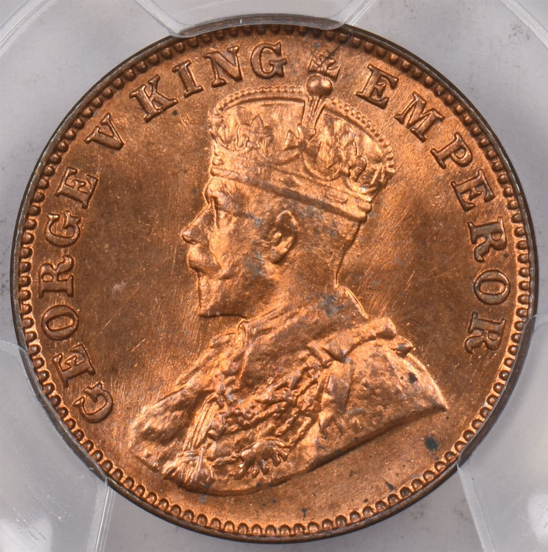 India British 1924 B 1/4 Anna PCGS MS 65 RED SW-8.354, 4 Graded MS65 RD by PCGS
