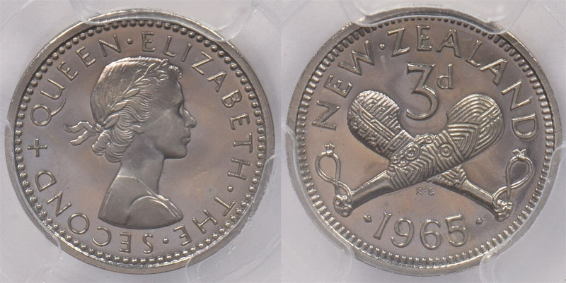 New Zealand 1965 3 Pence PCGS PL 66 PI0207 combine shipping