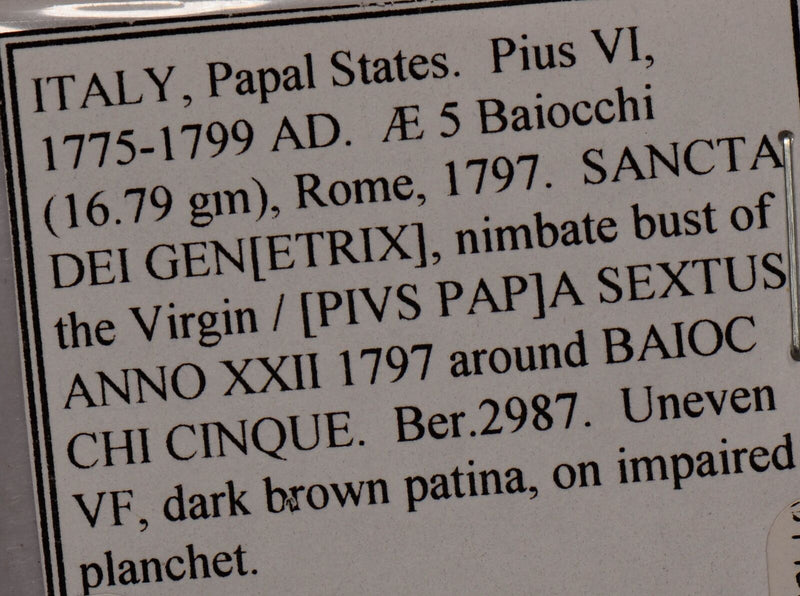 Italy Papal States 1797 ~1799 5 Baiocchi  ber.2987 I0153 combine shipping