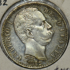 Italy 1882 2 Lire Toned UNC 491079 combine shipping