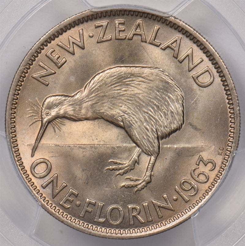 New Zealand 1963 Florin Kiwi Bird animal PCGS MS 65 PI0113 combine shipping