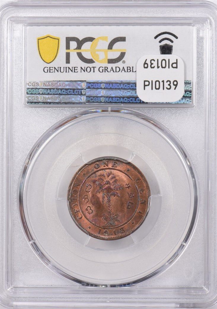 Ceylon 1943 Cent PCGS Environmental Damage-UNC Detail PI0139 combine shipping