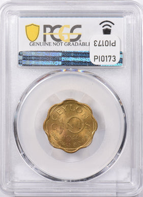 Ceylon 1944 10 Cents PCGS Spot Removed-UNC Detail PI0173 combine shipping