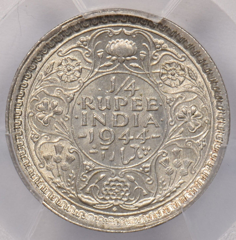 India British 1944 B 1/4 Rupee PCGS MS 62 SW-9.92 Star Lotus PI0099 combine ship