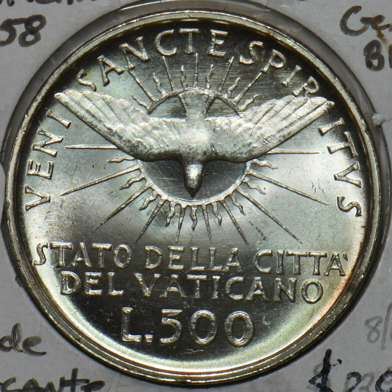 Vatican 1958 500 Lira Dove animal Gem BU Sede vacante 491234 combine shipping