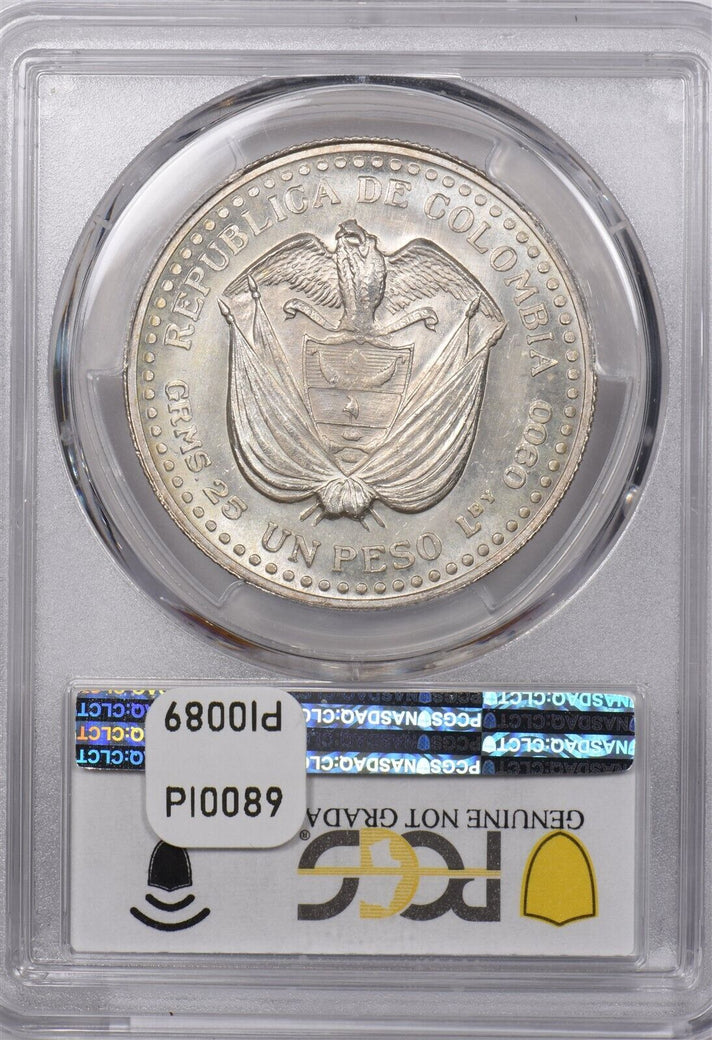 Colombia 1956 Peso Eagle animal PCGS Genuine Cleaned-UNC Detail 200th Anneversar