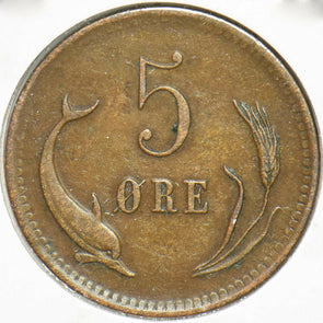 Denmark 1875 5 Ore Dolphin animal 293241 combine shipping