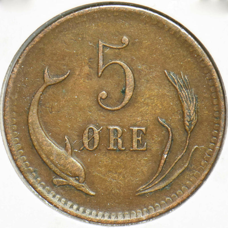 Denmark 1875 5 Ore Dolphin animal 293241 combine shipping