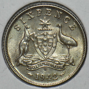 Australia 1942 D 6 Pence Kangaroo animal Emu 195682 combine shipping