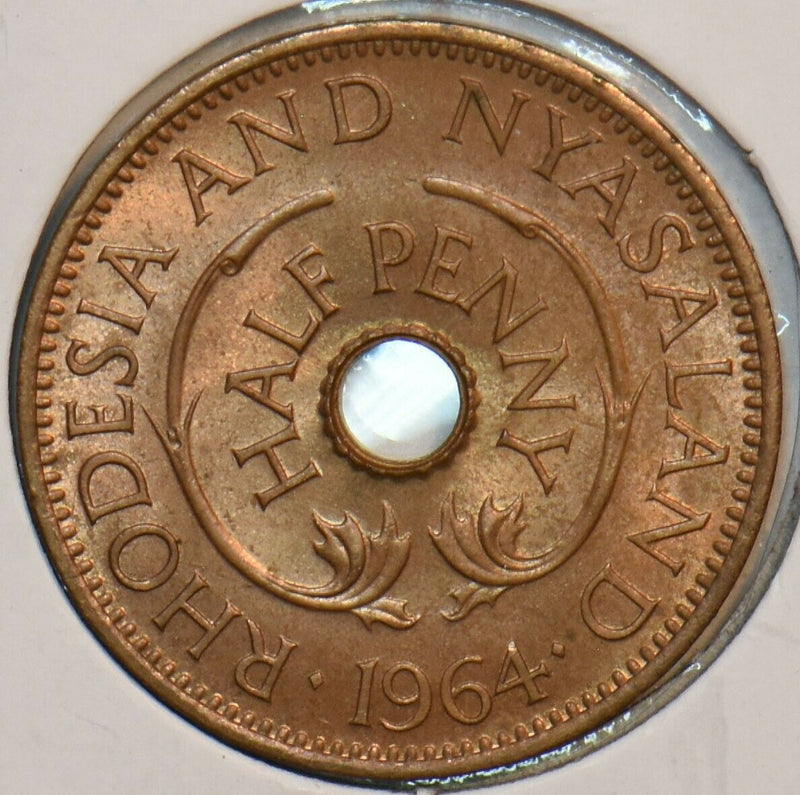 Rhodesia 1964 1/2 Penny Giraffe animal & Nyasaland 152089 combine shipping