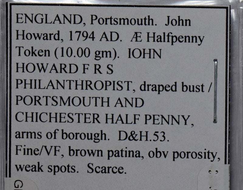 Great Britain 1794  1/2 Penny  portsmouth conder d&H53 halfpenny GR0176 combine