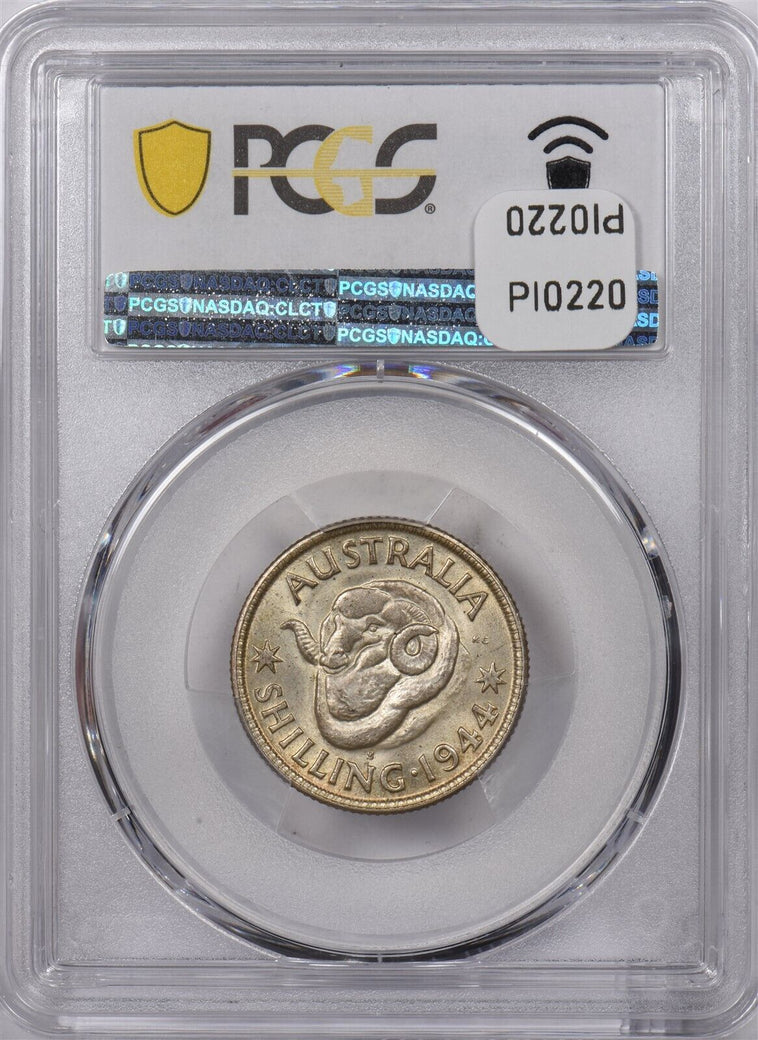 Australia 1944 S Shilling Ram animal PCGS MS 64 PI0220 combine shipping