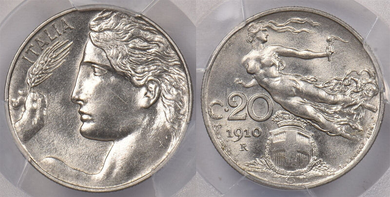 Italy 1910 R 20 Centesimi PCGS MS 63 PI0114 combine shipping
