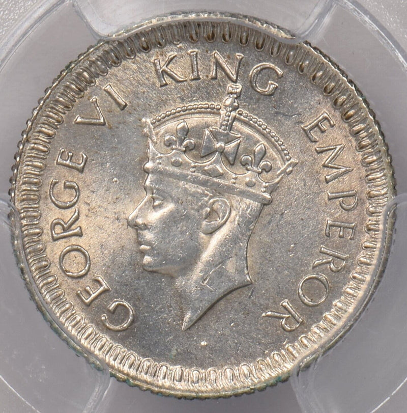 India British 1943 C 1/4 Rupee PCGS Genuine Cleaned-UNC Detail SW-9.86 PI0118 co