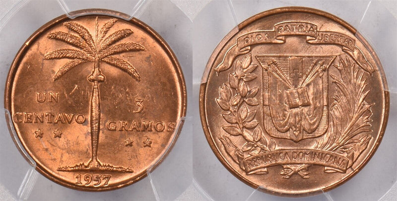 Dominican Republic 1957 Centavo PCGS MS 64 RED PI0223 combine shipping