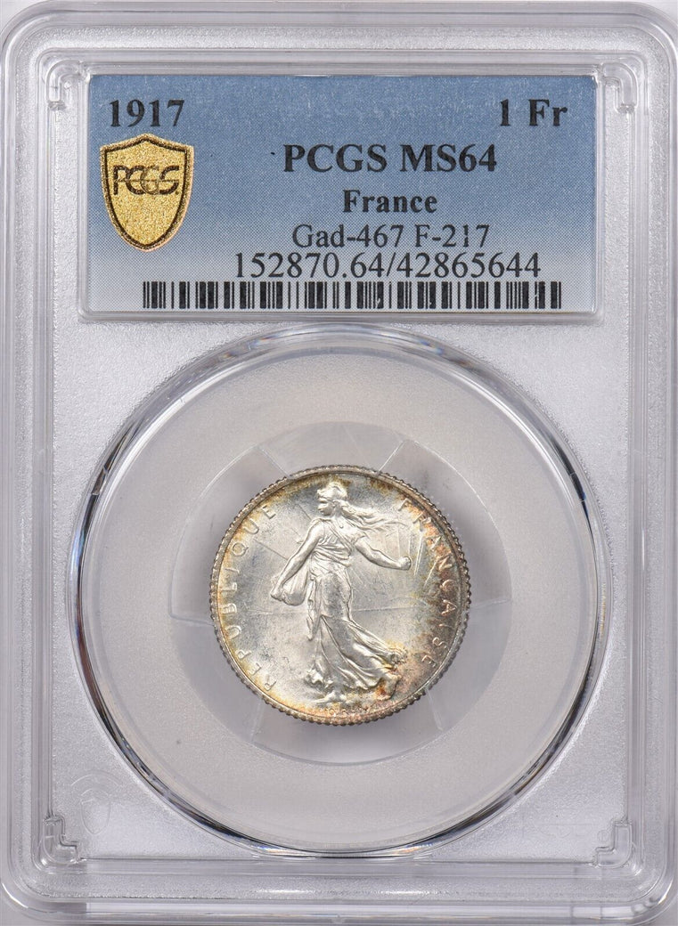France 1917 Franc PCGS MS 64 Gad-467 F-217 PC1468 combine shipping