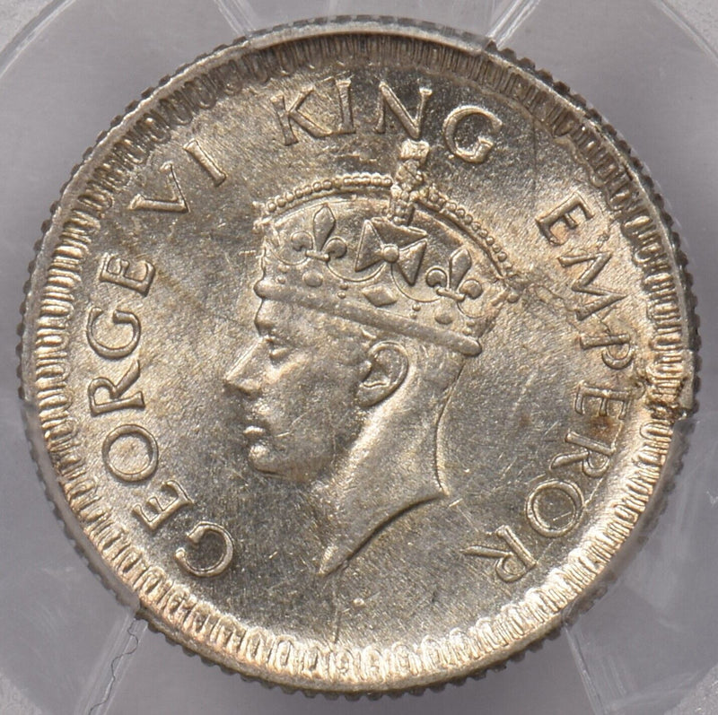 India British 1943 C 1/4 Rupee PCGS MS 63 SW-9.86 PI0119 combine shipping