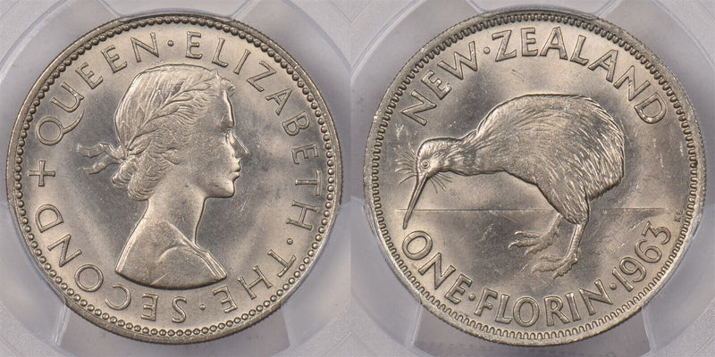 New Zealand 1963 Florin Kiwi Bird animal PCGS MS 65 PI0137 combine shipping