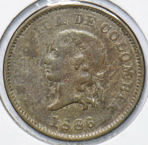 Colombia 1886 5 centavos 293647 combine shipping