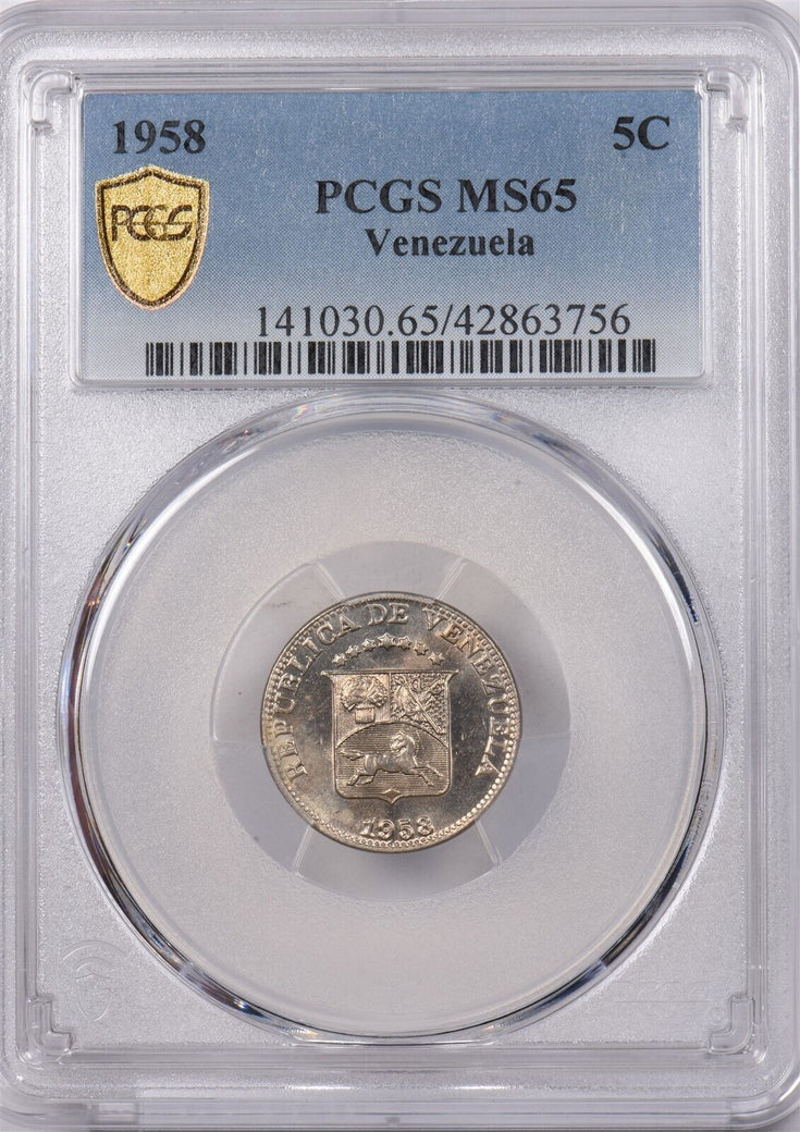 Venezuela 1958 5 Centimos Horse animal PCGS MS 65 PI0154 combine shipping