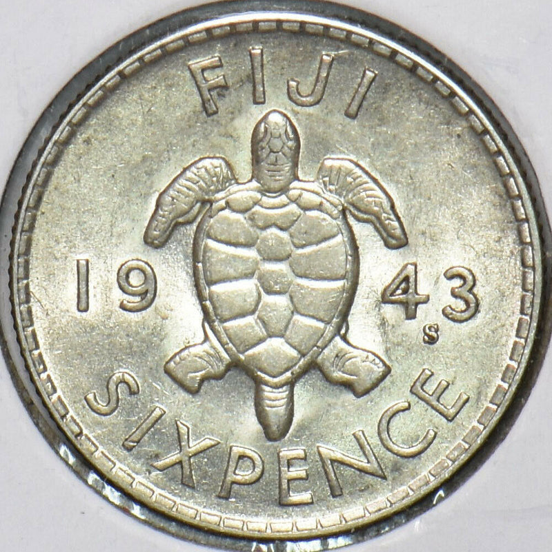 Fiji 1943 S 6 Pence Turtle animal 296347 combine shipping