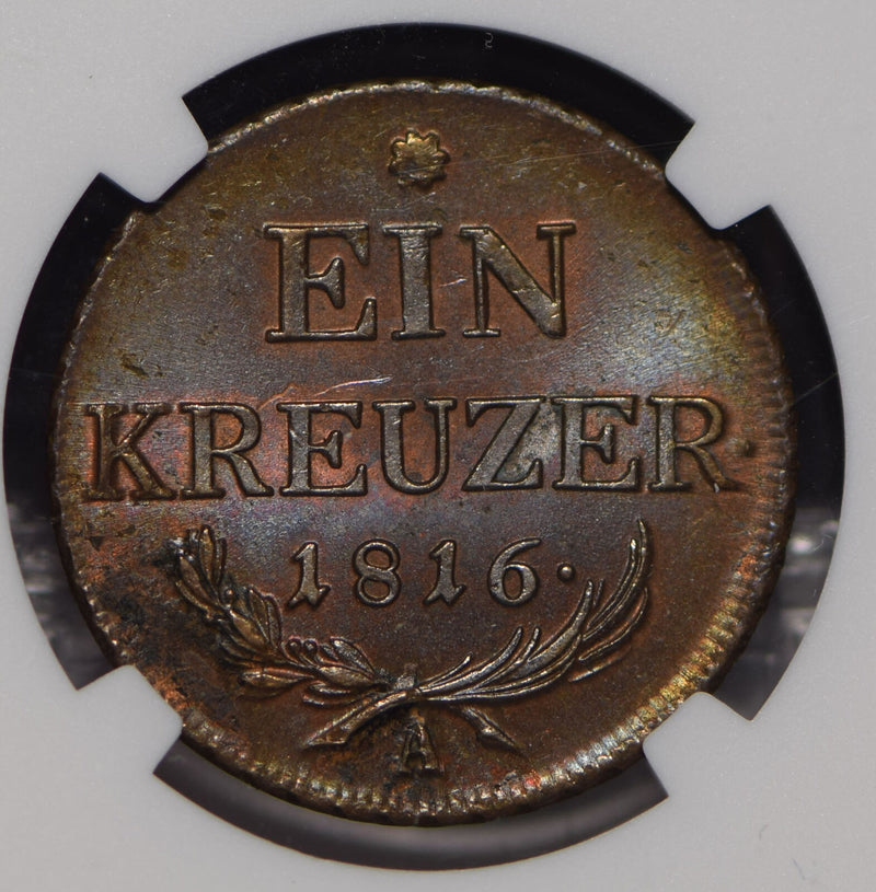Austria 1816 Kreuzer NGC MS62BN NG0910 combine shipping