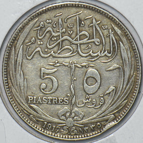 Egypt 1917 AH 1335 5 Piastres 296358 combine shipping