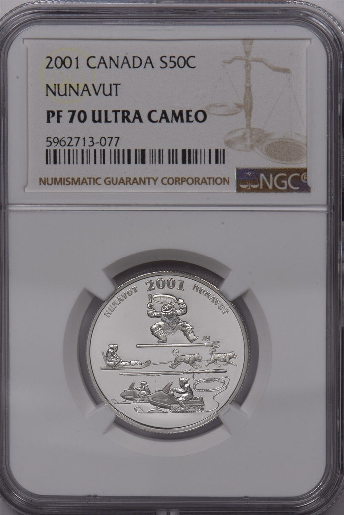 Canada 2001 50 Cents Silver NGC Proof 70 Ultra Cameo Nunavut NG1667 combine ship